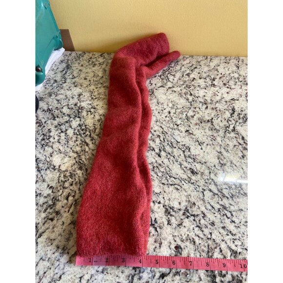 Womans Rectangle Wool Blend Scarf Hand Knit Red Textured Preppy - Picture 4 of 5